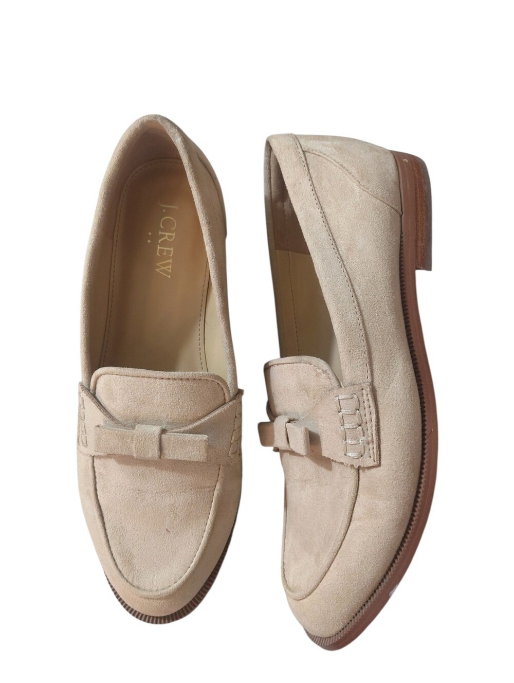 J. Crew Beige Suede Bow Loafers Women's Size 6 Tan Flats